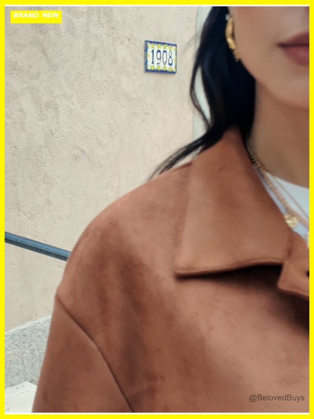 Cropped Faux Suede Leather Jacket Lapel Collar Button Down Short Coat Fall - Picture 6 of 6